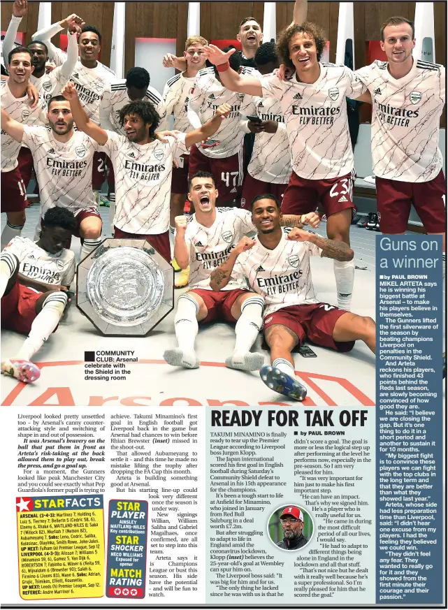  ??  ?? COMMUNITY CLUB: Arsenal celebrate with the Shield in the dressing room