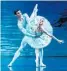  ?? Lake. ?? Principal dancers Cristina Terentiev and Nikolay Nazarkevic­h in the Royal Czech Ballet’s Swan