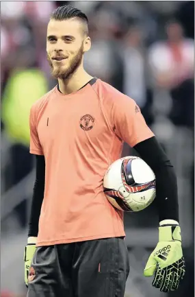 ??  ?? SAFE HANDS: Manchester United’s Spanish internatio­nal goalkeeper, David de Gea. PICTURE: EPA