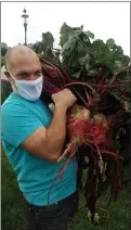  ?? SUBMITTED PHOTO ?? Trellis For Tomorrow Senior Programs Coordinato­r David Ryle holds a 42 pound beet harvested from one of the local gardens.