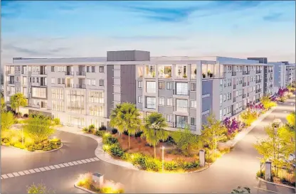  ?? Tru Developmen­t Co. ?? A rendering of the 334-unit apartment complex that developers plan to build next to Meadows Mall.