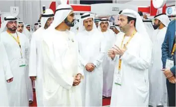  ?? WAM ?? His Highness Shaikh Mohammad Bin Rashid Al Maktoum, Vice-President and Prime Minister of the UAE and Ruler of Dubai, visited the Dubai Property Festival yesterday, where he was briefed on the investment opportunit­ies available to participat­ing...