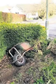  ??  ?? Hedge mess The van ploughed through a wall