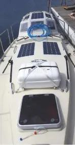  ??  ?? ABOVE and LEFT Skippers in the Golden Globe Race have mounted solar panels anywhere they can find space