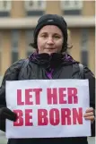  ??  ?? An abortion protest outside a hospital in Drogheda. Photo: Ciara Wilkinson