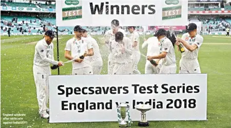  ??  ?? England celebrate after series win against India AP/PTI