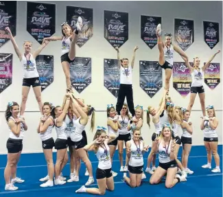  ??  ?? Right place, right time: The cheerleadi­ng team from Paraparaum­u College, who won the grand champion title at the recent national competitio­n in Auckland. ‘‘It was well deserved . . . everyone was stoked,’’ says Julie McLeod, of the All Star Victory gym...