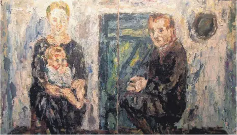  ?? FOTO: FÄHRE ?? Wilhelm Geyer hat eine Fülle von Porträts geschaffen, darunter „Die Familie“von 1930. Zu sehen ist der Künstler (re.) mit Frau und Sohn.