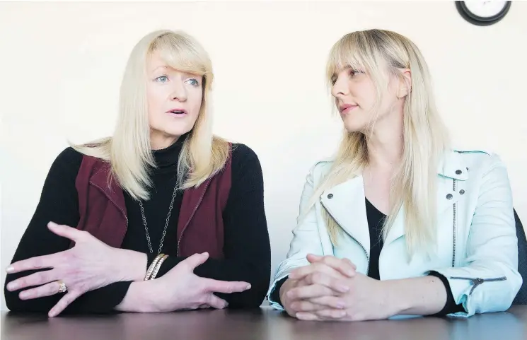  ??  ?? Sexual health clinicians Christine Zarowski, left, and Monica Tancon of Vancouver Prostate Centre point out that prostate cancer is a “couples’ disease.”