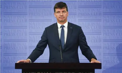  ?? Photograph: Lukas Coch/AAP ?? Energy minister Angus Taylor at the National Press Club on Tuesday: ‘The nature of R&D portfolios is that you have to place bets.’
