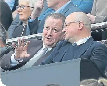  ??  ?? Mike Ashley in his seat at Newcastle United’s St James’ Park