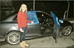  ??  ?? Lawyer Nil Çeliker found the windows of her Mercedes smashed in the car park of South Nicosia’s Mall of Cyprus