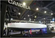  ?? RICK BOWMER/ASSOCIATED PRESS ?? The Candela electric hydrofoili­ng speedboat is shown at Candela booth during the CES tech show Friday, Jan. 6, 2023, in Las Vegas.the Candela’s C-pod is the first electric pod motor designed for high-speed boats.