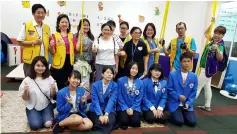  ??  ?? Ling (standing, left) and Lions Club members and PDK Miri staff with the Japanese students, (front, from second left) Kokoro, Haruka, Mana, Honoka and Taro