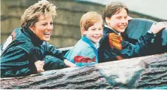  ??  ?? LOVING: Diana, Harry and William enjoy a day out at Thorpe Park