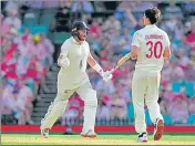  ?? ?? England’s Jonny Bairstow celebrates after bringing up his team’s first century of the series in Sydney on Friday.