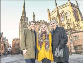  ??  ?? Arts minister John Glen MP, Coventry 2021 bid manager Laura McMillan and Phil Redmond UK City of Culture 2021 judge.