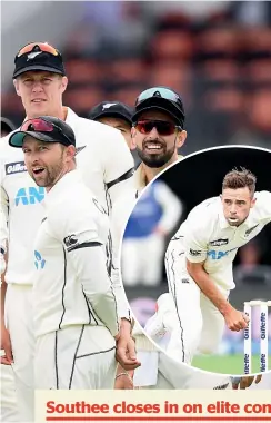  ?? GETTY IMAGES ?? It was a great day at the office for the Black Caps in Hamilton. Below: Swing bowler Tim Southee rips into his work yesterday.