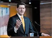  ?? J. SCOTT APPLEWHITE/AP ?? Paul Ryan opposes a move from the House Freedom Caucus to oust Deputy Attorney General Rod Rosenstein.