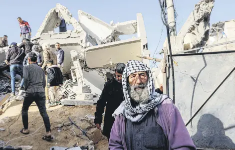  ?? ?? A Palestinia­n man stands amid the rubble of a house destroyed in an Israeli airstrike, Rafah, southern Gaza Strip, Palestine, March 3, 2024.