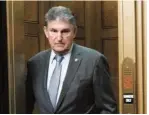  ?? AP PHOTO/JACQUELYN MARTIN ?? Above: Sen. Joe Manchin, D-W.Va., exits an elevator at the Capitol on Monday.