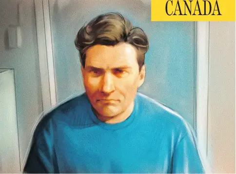  ?? GREG BANNING/THE CANADIAN PRESS ?? A minor weapon charge against killer and serial rapist Paul Bernardo, shown in this sketch during court proceeding­s, was withdrawn on Friday just weeks before an expected parole hearing that could see the dangerous offender released after more than 25 years behind bars.