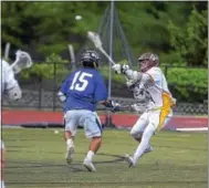  ?? PETE BANNAN — DIGITAL FIRST MEDIA ?? Zach Augustine shoots and scores for Avon Grove in the first quarter as Downingtow­n East Danny Zahniser defends.