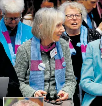  ?? // ABC ?? Algunas de las ‘señoras del clima’ en Estrasburg­o esta semana, con Norma Bargetzi-Horisberge­r al fondo