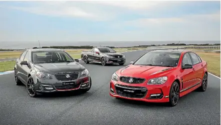  ??  ?? From left to right: Director, Magnum ute and Motorsport Edition models will give Aussie Commodore a V8 sendoff.