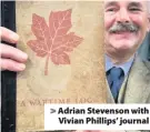  ??  ?? &gt; Adrian Stevenson with Vivian Phillips’ journal