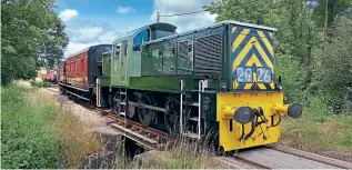  ?? PETE SALMON ?? DEPG’s Class 14 No. D9526 was loaded onto road transport at WSR Williton North Yard on July 1 and off-loaded the following day at the K&ESR Wittersham Road station. It was soon put to use and is seen on July 5 rounding Orpin’s Curve on the approach to Rolvenden station on a driver familiaris­ation/ commission­ing trip. It is heading beautifull­y restored historic coaching stock, making a change to the usual rakes of BR Mk1s it normally hauls on the WSR.