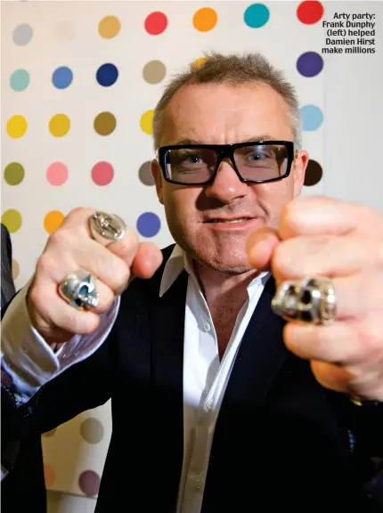  ??  ?? Arty party: Frank Dunphy (left) helped Damien Hirst make millions