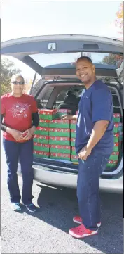  ??  ?? Darryl and Ernestine Evans of Bryans Road delivered 176 boxes collected through their church, Victory Chapel in Accokeek, and donated themselves to the Waldorf Chick-fil-a restaurant last week. Melissa and Ken Weikel, owners of the restaurant, served...