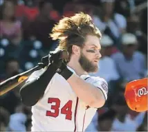  ?? Mitchell Layton Getty Images ?? BRYCE HARPER, who was injured for much of the second half of the season, still hit 29 home runs in 111 games.
