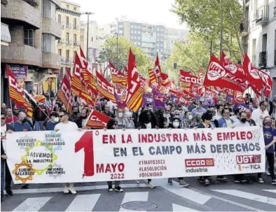  ?? ÁNGEL DE CASTRO ?? Manifestac­ión del 1º de Mayo del año pasado en Zaragoza.