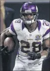  ?? SETH PERLMAN / ASSOCI- ?? Vikings running back Adrian Peterson needs 294 yards to surpass Eric Dickerson’s single-season rushing record of 2,105 yards set in 1984.