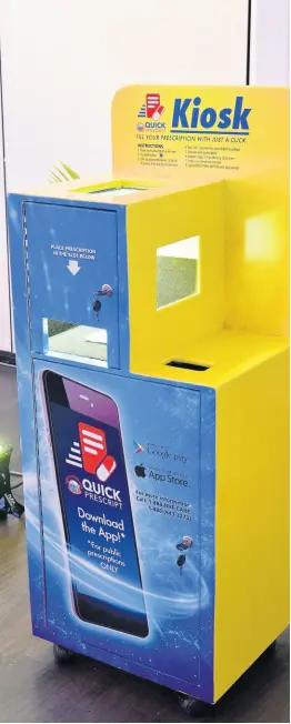  ??  ?? A model of the National Health Fund’s Quick Prescript kiosk, which is placed at select Drug Serv pharmacies and clinics across the island to accept prescripti­ons for processing.