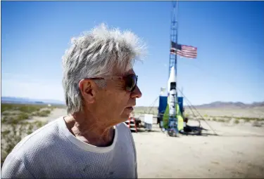  ?? JAMES QUIGG — DAILY PRESS VIA AP, FILE ?? “Mad” Mike Hughes reacts March 6, 2018after the decision to scrub another launch attempt of his rocket near Amboy The self-styled daredevil died Saturday, Feb. 22after a rocket in which he launched himself crashed into the ground, a colleague and a witness said.