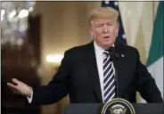  ?? EVAN VUCCI — THE ASSOCIATED PRESS ?? President Donald Trump speaks during a news conference with Italian Prime Minister Giuseppe Conte at the White House Monday.