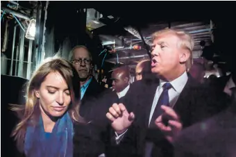  ??  ?? NBC News correspond­ent Katy Tur on the campaign trail with Donald Trump, Washington, D.C., March 2016