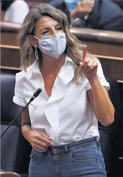  ?? EFE ?? La ministra de Trabajo, Yolanda Díaz, en el Congreso de los Diputados.