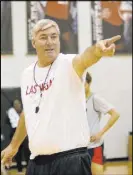  ?? Rachel Aston Las Vegas Review-Journal @rookie__rae ?? Aces coach Bill Laimbeer leads practice at UNLV’s Cox Pavilion.