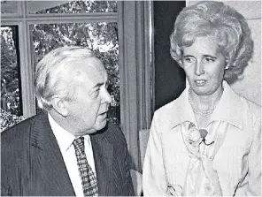 ??  ?? Lady Falkender with Harold Wilson, above, in 1975, and below, in 1966 with Wilson and his wife, Mary, who was later at pains to insist that she and Lady Falkender had always been close friends