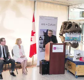  ?? BRANDON HARDER ?? Ralph Goodale, public safety minister and Regina MP, speaks on Thursday at the Royal Saskatchew­an Museum in Regina about federal funding that will cover the cost of a new community space at the museum. Additional funding will go to a larger revitaliza­tion project at the site.