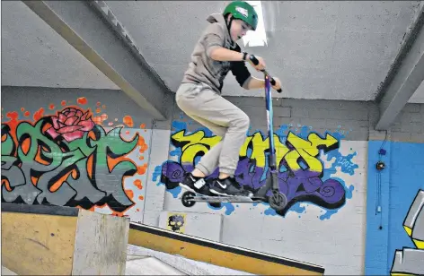  ?? DESIREE ANSTEY/ JOURNAL PIONEER ?? Clay Ramsay, a member of the Generation XX youth board of directors, enjoys using the in-door skate park in Summerside. Facility will soon see more than $1 million in upgrades to improve and expand on its services for youth.