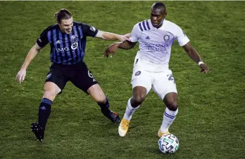  ?? EDUARDO MUNOZ ALVAREZ ASSOCIATED PRESS ?? Le milieu défensif de l’Impact Samuel Piette, à gauche, fait partie des joueurs qui ne seront pas sur le terrain vendredi soir, à Foxborough.