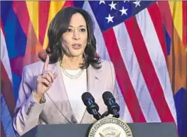  ?? Frederic J. Brown AFP/Getty Images ?? ALLIES believe Kamala Harris’ role as the administra­tion’s leading voice on abortion rights will boost Democrats. Above, she speaks in Tucson on April 12.