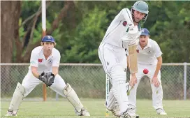  ?? Photos - MICHAEL ROBINSON ?? Right - Hallora’s Brett Williams was the sides top scorer, managing eight runs in the trying conditions on Saturday afternoon.