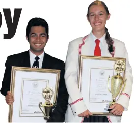  ?? Picture: LIYANDA YAMAPHI ?? STAR PERFORMANC­E: From left, Kiran Jomon of Queen’s College and Mikayla Boy of GHS were honoured for their achievemen­ts in the Chris Hani West district