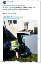  ??  ?? HELP: The Garda Twitter account posts a picture of Padraic Maher doing some community policing